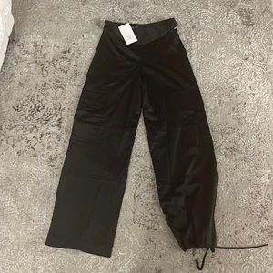 NEW Zara black satin cargo pants